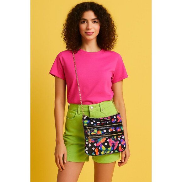 Betsey Johnson Butterfly Crossbody Bag Chain Strap Boho Dopamine Dressing Goth - Picture 2 of 10